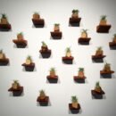 Rachel Andrzejewski>>Tiny Airplanters>>Poplar, beeswax and airplant 1.5 x 1.5 x 2.5