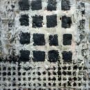 Jodi Reeb>>Miniscape 1>>Encaustic and copper leaf on wood 6 x 6 inches