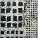 Jodi Reeb>>Miniscape 2>>Encaustic and copper leaf on wood 6 x 6 inches